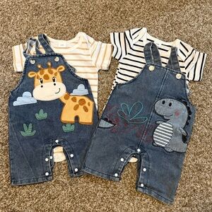 Adorable Denim Animal Overalls Set